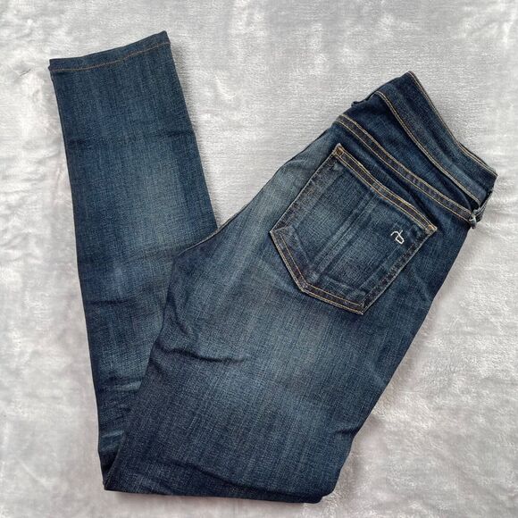 rag & bone Jeans Womens Size 25 Skinny Leg Dark Wash Distressed Ripped Low Rise - Picture 4 of 16